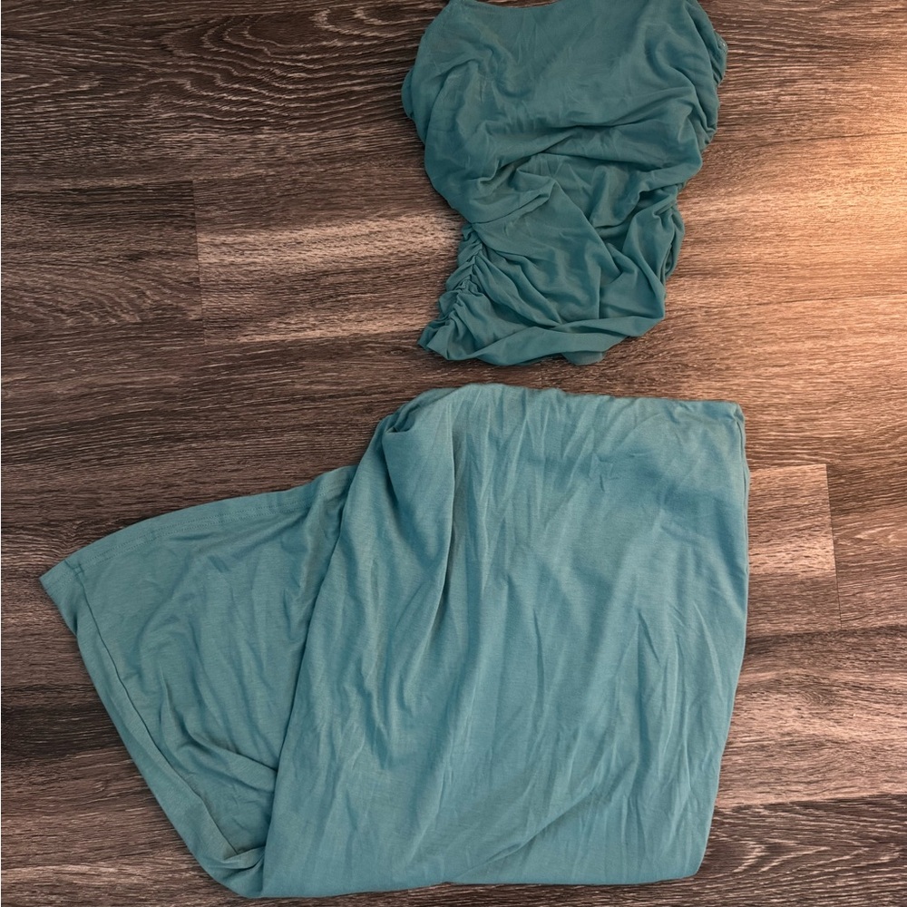 Amazon Teal Ruched Two-Piece Set